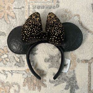 Walt Disney World 50th Anniversary Black Faux Leather Minnie Ears